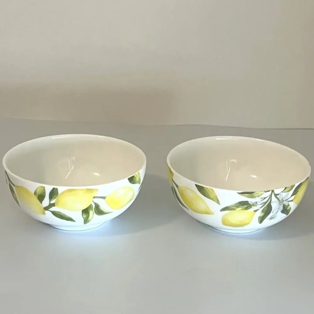 Mikasa Lemons Bone China Fruit Dessert Sauce Bowls Set of 2